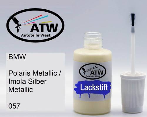 BMW, Polaris Metallic / Imola Silber Metallic, 057: 20ml Lackstift, von ATW Autoteile West.